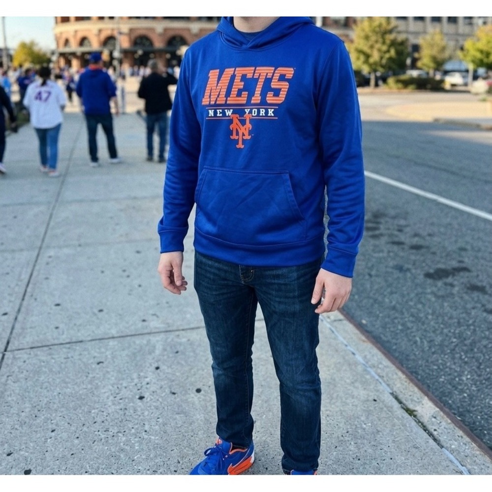 MLB Genuine Merchandise New York Mets Youth Hoodie Blue Orange Size L 14/16